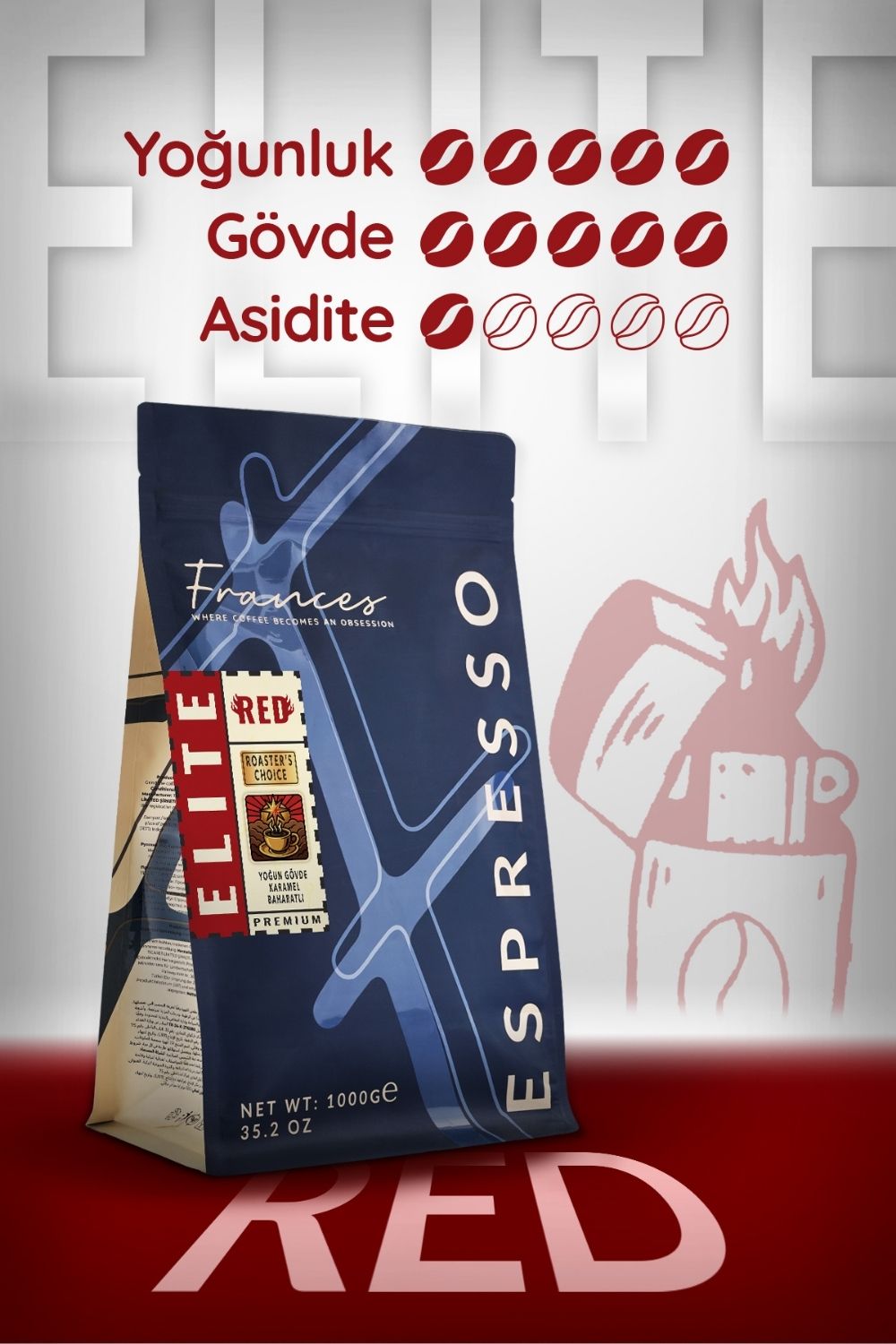 %100 Arabica Elite Red | Espresso | 2*1000 Gr | Yüksek Yoğunluk - Görsel 4