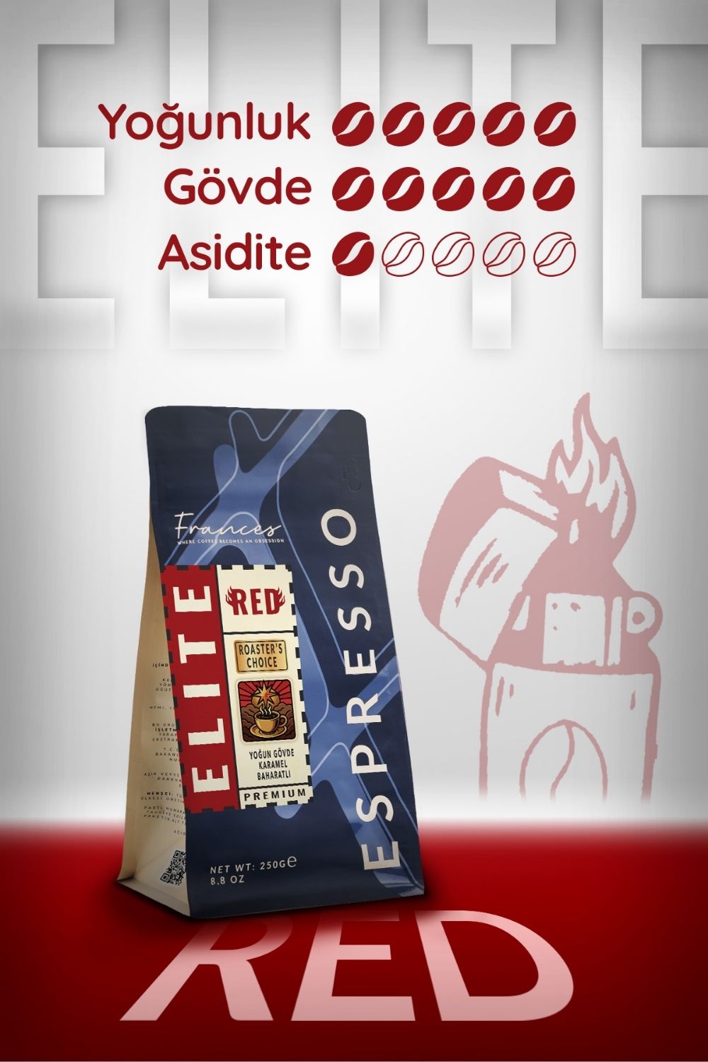 100 Arabica Elite Red| Espresso | 250 GR | Yüksek Yoğunluk - Görsel 4