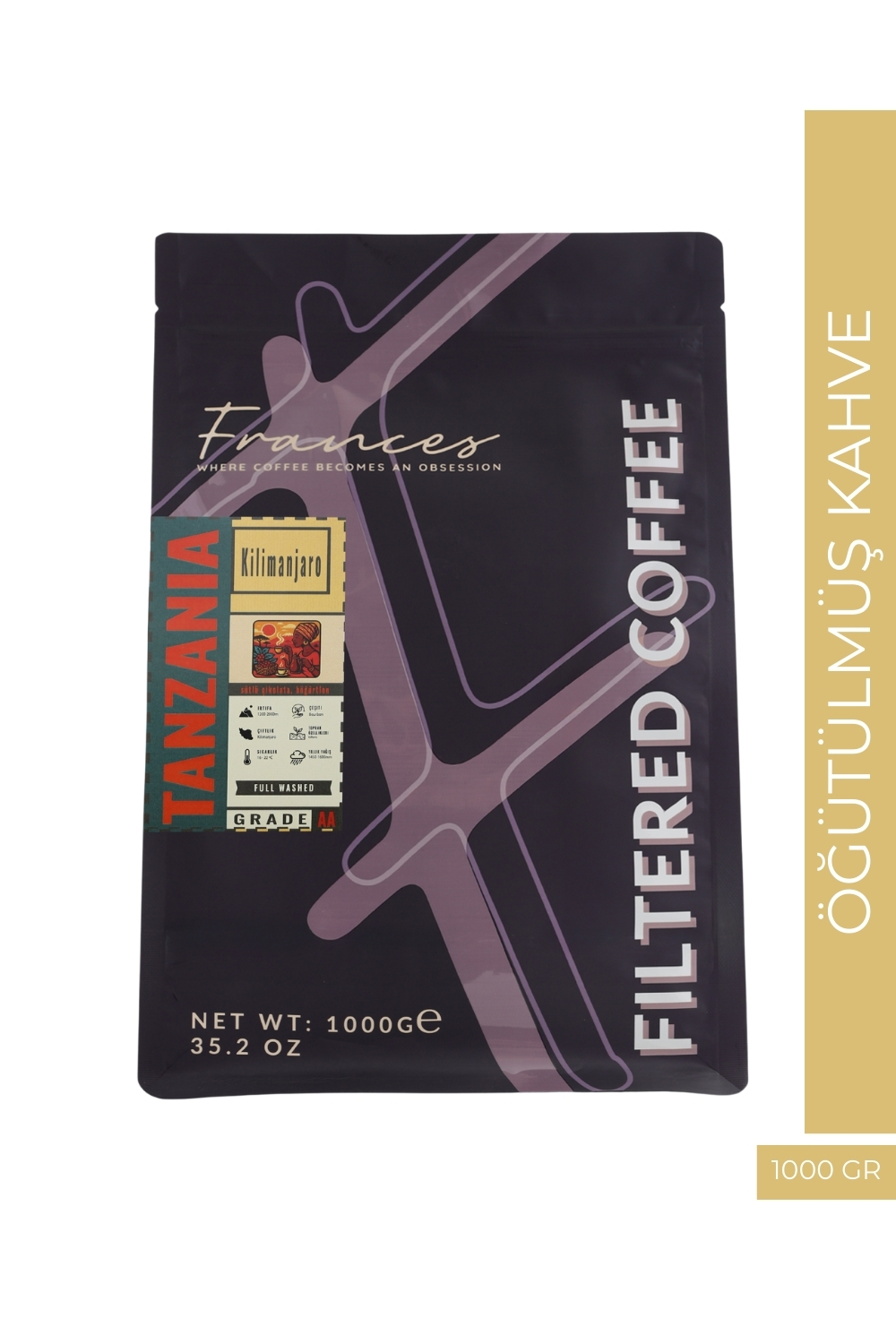 %100 Arabica Tanzani Kilimanjaro | Öğütülmüş Filtre Kahve | 1000 GR | Orta-Yüksek Yoğunluk - Görsel 1
