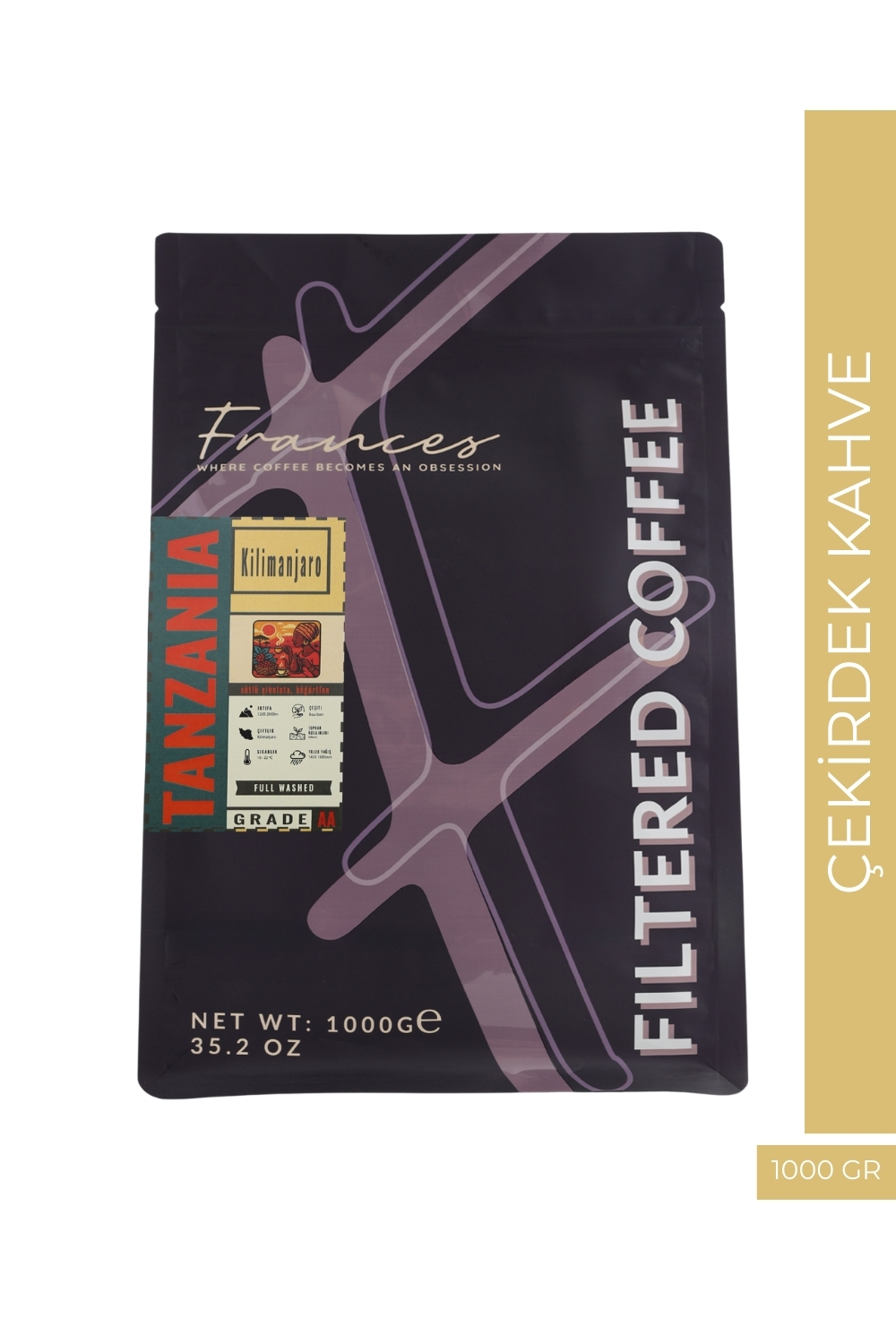 %100 Arabica Tanzani Kilimanjaro | Çekirdek Filtre Kahve | 1000 GR | Orta-Yüksek Yoğunluk - Görsel 1