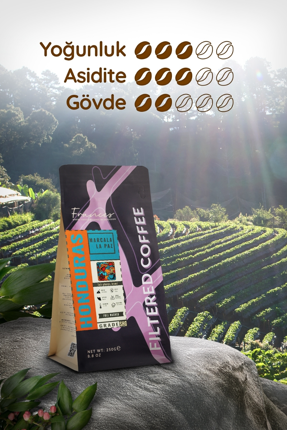 %100 Arabica Honduras Marca La Paz| Çekirdek Filtre Kahve | 250 GR | Orta Yoğunluk - Görsel 4