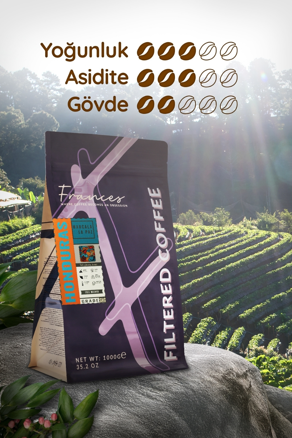 %100 Arabica Honduras Marca La Paz | Çekirdek Filtre Kahve | 2*1000 GR | Orta Yoğunluk - Görsel 4