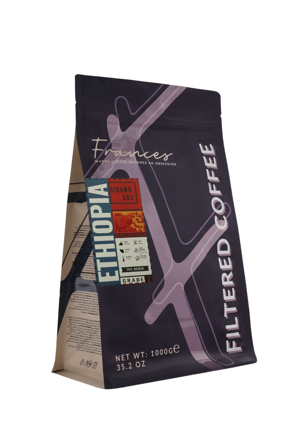 %100 Arabica Ethiopia Sidamo GR2 | Öğütülmüş Filtre Kahve | 2*1000 GR | Orta-Yüksek Yoğunluk - Görsel 2