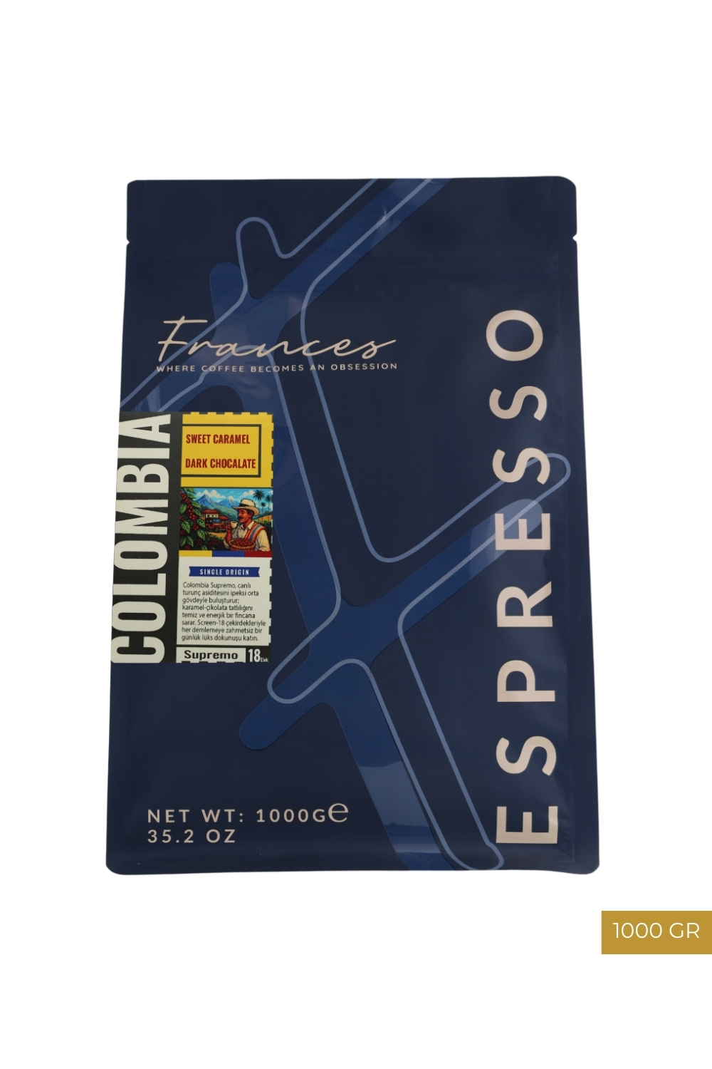 %100 Arabica Colombia Supremo | Espresso | 1 KG | Orta Yoğunluk - Görsel 1