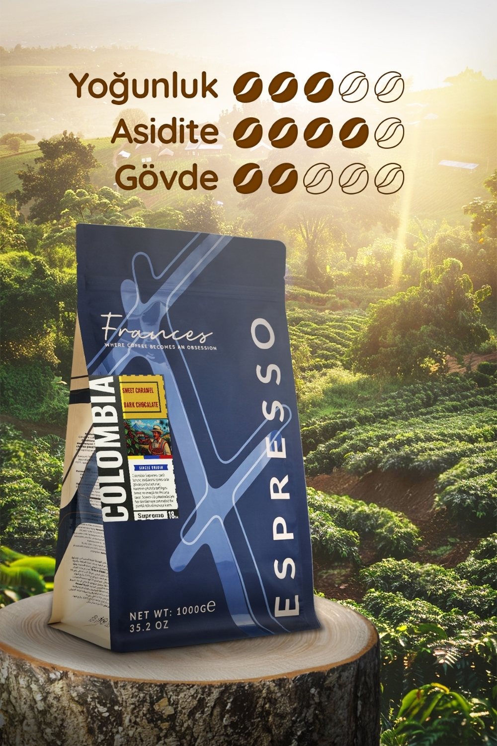 %100 Arabica Colombia Supremo | Espresso | 1 KG | Orta Yoğunluk - Görsel 4