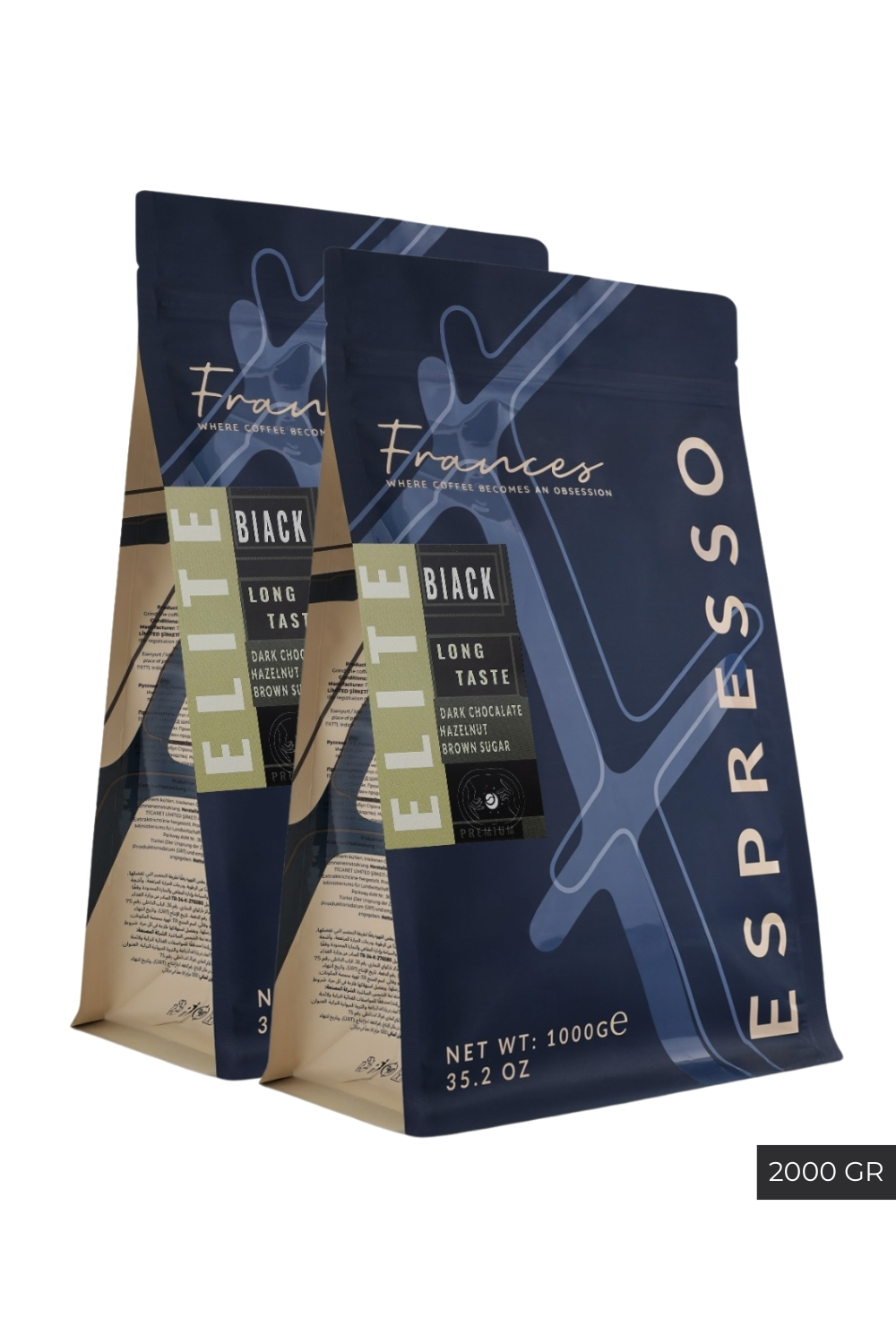 %100 Arabica Elite Black | Espresso | 2*1000 GR | Orta-Yüksek Yoğunluk - Görsel 1