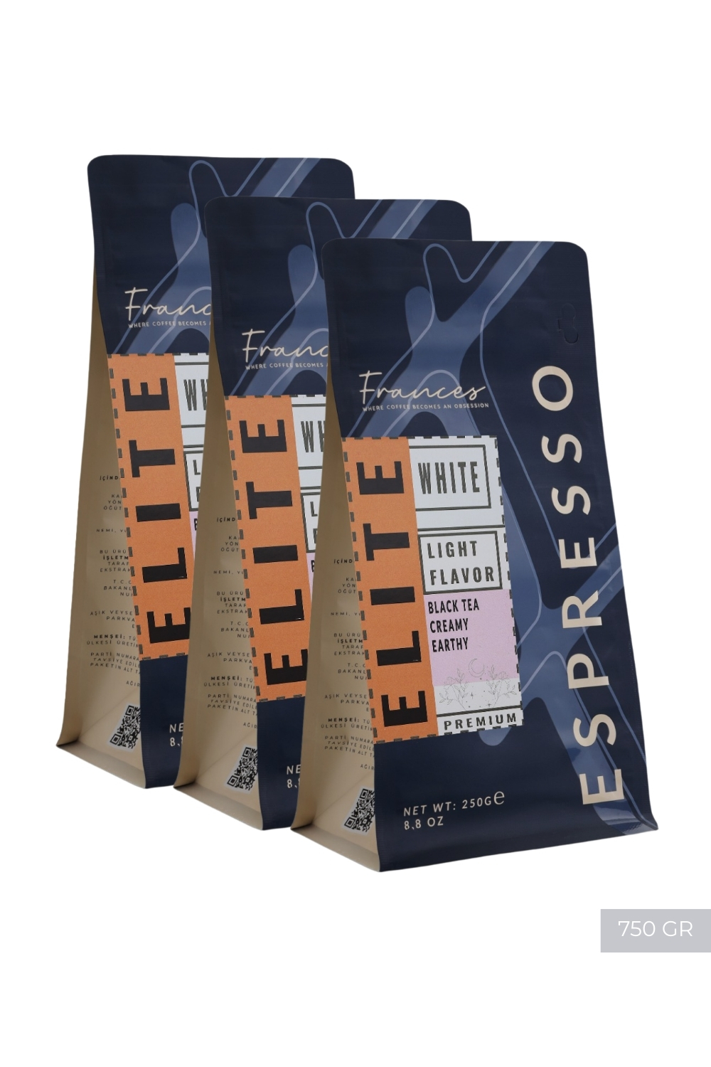 %100 Arabica Elite White | Espresso | 3*250 GR | Orta Yoğunluk - Görsel 1