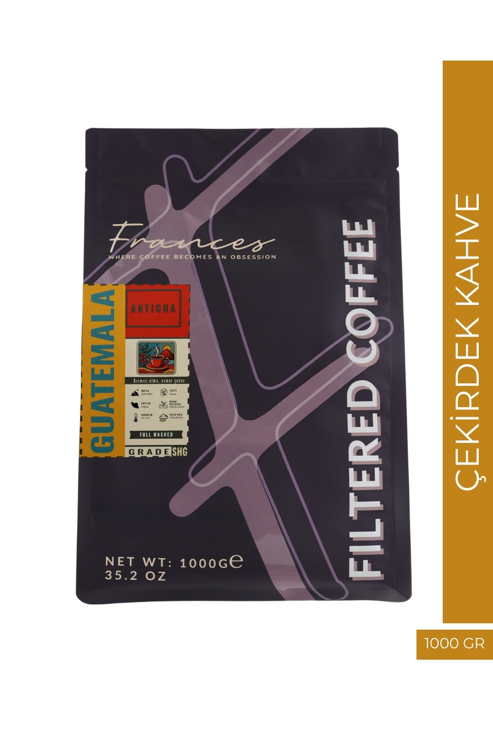 %100 Arabica Guatemala Antigua | Çekirdek Filtre Kahve | 1000 GR | Orta Yoğunluk - Görsel 1