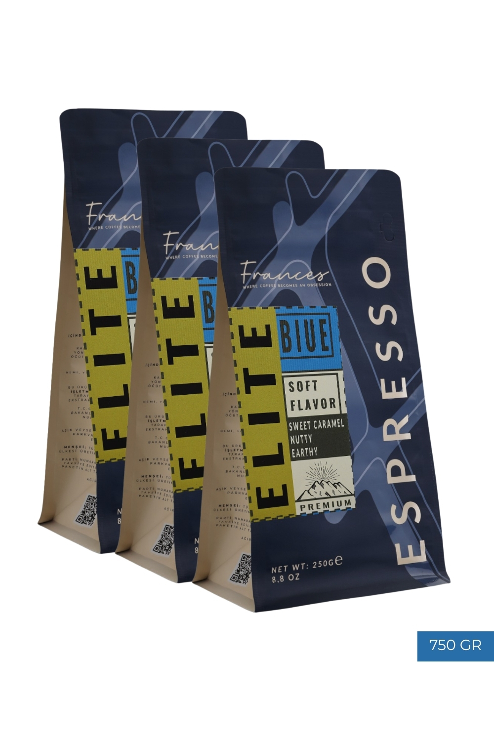 %100 Arabica Elite Blue | Espresso | 3*250 GR | Orta Yoğunluk - Görsel 1