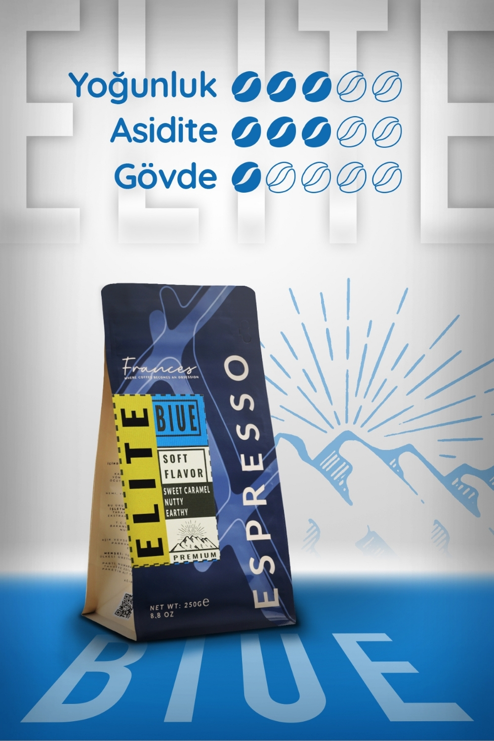 %100 Arabica Elite Blue | Espresso | 3*250 GR | Orta Yoğunluk - Görsel 4