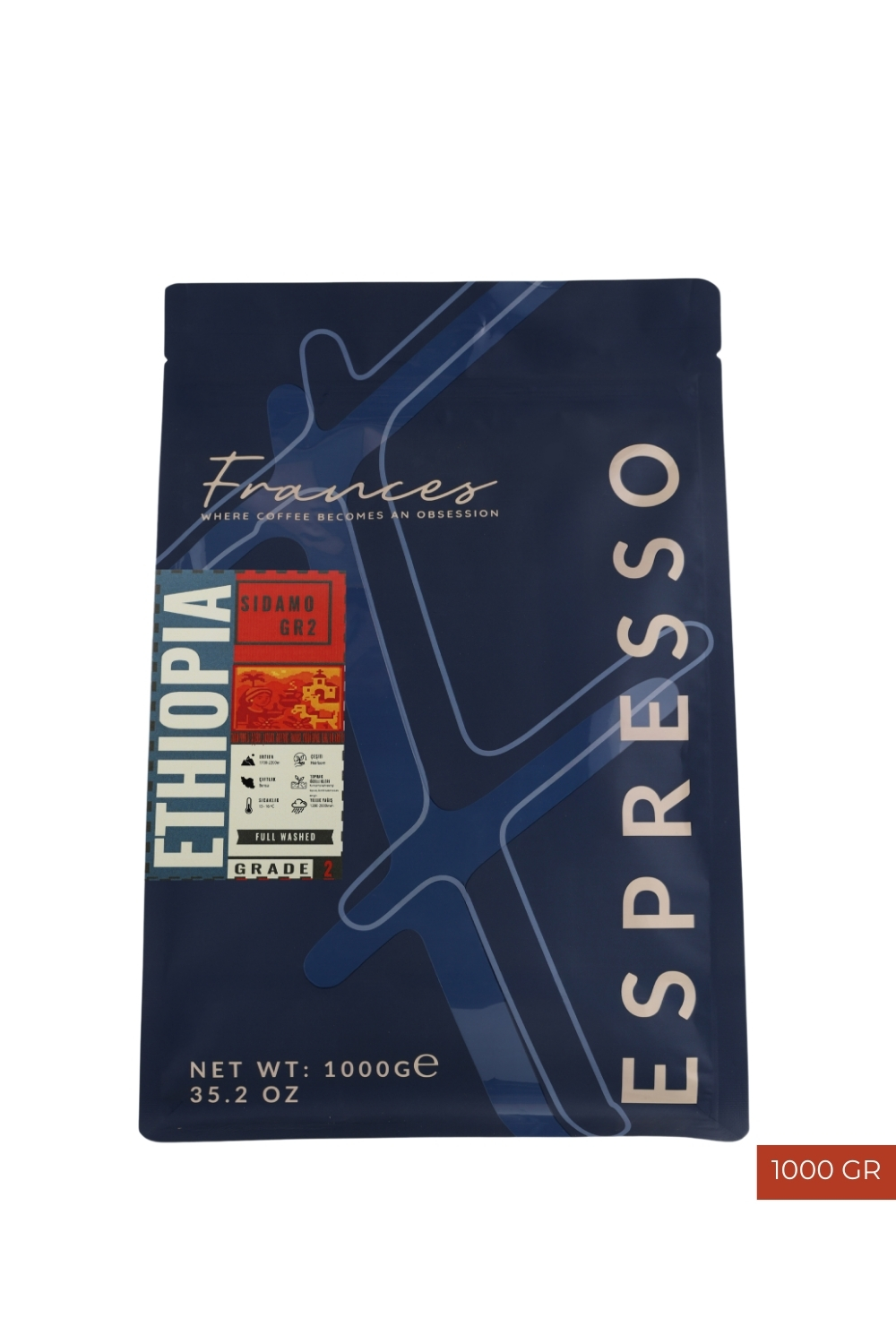 %100 Arabica Ethiopia Sidamo GR2 | Espresso | 1000 GR | Orta-Yüksek Yoğunluk - Görsel 1